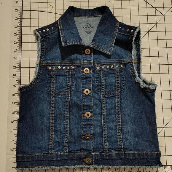 Jordache Other - Girls Jordache Denim Blue vest 10/12 Star Gemstone detailing Minimal use